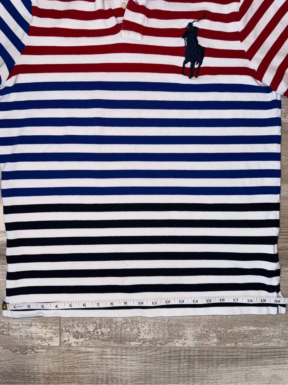 Polo Ralph Lauren Big Pony USA Flag Red White Blue Striped Polo Shirt Men’s M - Picture 8 of 9